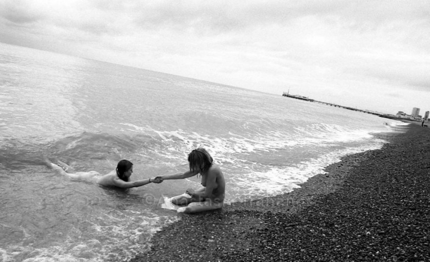 mother and daughter at Brighton naturist beach